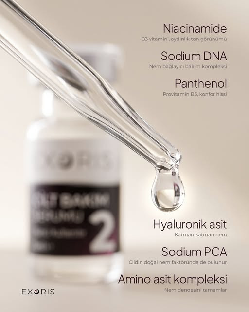 Formül içerikleri: niasinamid, panthenol, hyalüronik asit ve amino asit kompleksi